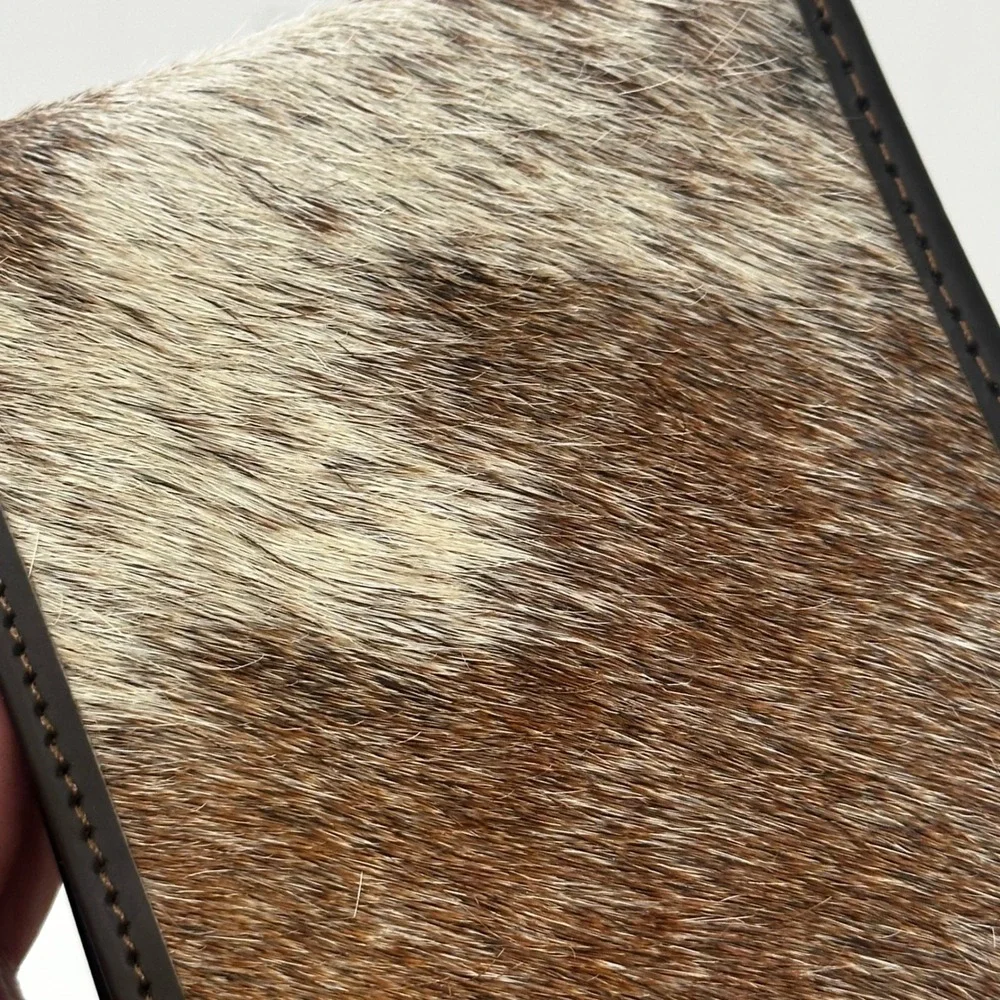 Artisan Handmade Leather Bifold Wallet Brown Pony Hair Mens
